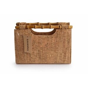 Savanna Handbag Bamboo Handle Pink Gold Fleck Cork Bag 60's Vibe